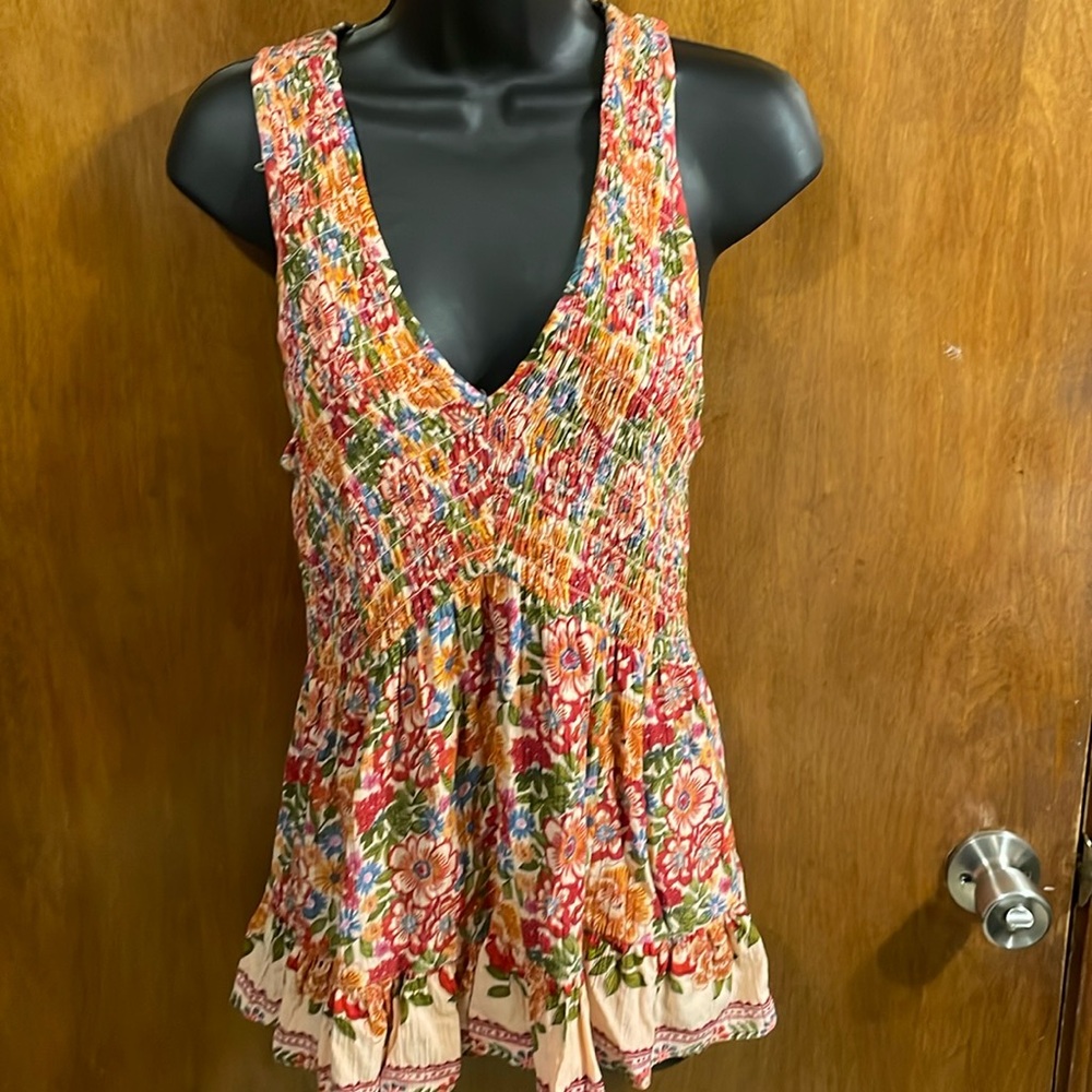 Angie floral racer back tank Size M